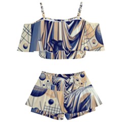 Thinker Sculpture Design Geometric Kids  Off Shoulder Skirt Bikini by Salmanaz77