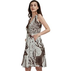 Artwork Graffiti Painting Creative Sleeveless V-neck Skater Dress With Pockets by Salmanaz77