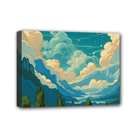 Mountains Rural Countryside Sky Mini Canvas 7  X 5  (stretched) by Salmanaz77