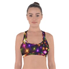 Star Colorful Christmas Abstract Cross Back Sports Bra by Dutashop