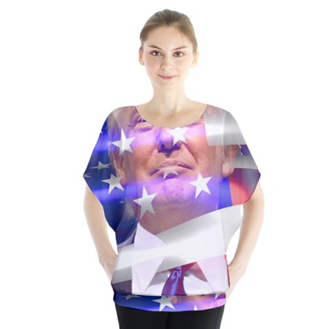 Donald Trump Flag Batwing Chiffon Blouse by vintagetrump