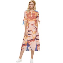 Orange Donald Trump Bow Sleeve Chiffon Midi Dress by vintagetrump