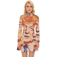 Orange Donald Trump Long Sleeve Velour Longline Dress by vintagetrump