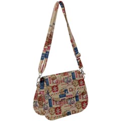 Letters Writing Paper Text Pattern Saddle Handbag by Apenda