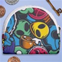 Funky Alien Pattern Abstract Colourful Drawing Horseshoe Style Canvas Pouch View2