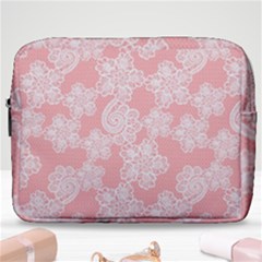 Lace White Ornamental Textile Make Up Pouch (large) by Paksenen