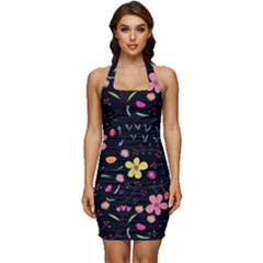 Foliage Pattern Beautiful Aesthetic Secret Garden Sleeveless Wide Square Neckline Ruched Bodycon Dress by Paksenen