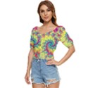 Fractal Spiral Abstract Background Vortex Yellow Button up blouse View2