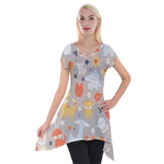 Pet Animal 02 Short Sleeve Side Drop Tunic by myclothy