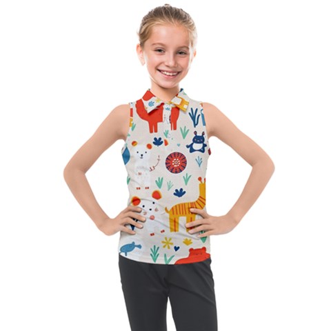 Pet Animal 03 Kids  Sleeveless Polo T-shirt by myclothy
