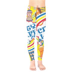 Colorful City Life Horizontal Seamless Pattern Urban City Kids  Classic Winter Leggings by Bedest