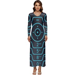 Retro Mobile Device Output Device Long Sleeve Longline Maxi Dress by Bedest