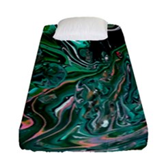 Malachite  Fitted Sheet (single Size) by kaleidomarblingart