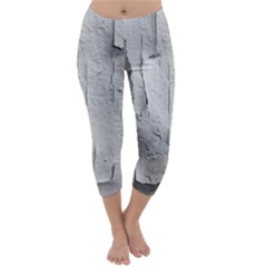 Wall With Cracked White Paint Texture Capri Winter Leggings  by dflcprintsclothing