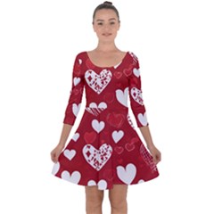Valentine Quarter Sleeve Skater Dress by pollyparadiseartshop