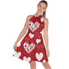 Valentine Sleeveless Halter Neck A-line Dress by pollyparadiseartshop
