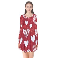 Valentine Long Sleeve V-neck Flare Dress by pollyparadiseartshop