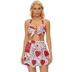 Be My Valentine Vintage Style Bikini Top And Skirt Set  by pollyparadiseartshop