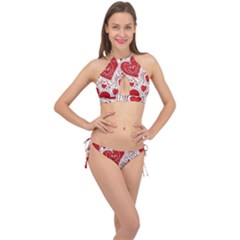 Be My Valentine Cross Front Halter Bikini Set by pollyparadiseartshop