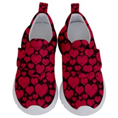 Valentines Day Hearts Pattern Love Red Kids  Velcro No Lace Shoes by Maspions