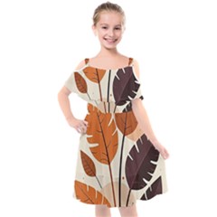 Leaves Boho Monster Nature Kids  Cut Out Shoulders Chiffon Dress by Salmanaz77