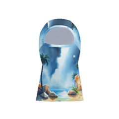 Delicate Watercolor Painting Surreal Oasis Scene With Intense Dramatic Lighting Balaclava Face Mask by pollyparadiseartshop