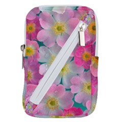 Pink Neon Flowers Flower Belt Pouch Bag (small) by Cemarart