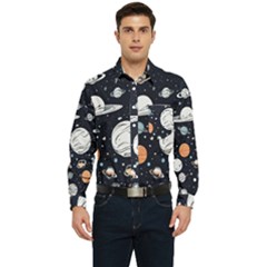 Space Galaxy Universe Stars Sky Men s Long Sleeve Pocket Shirt  by Paksenen