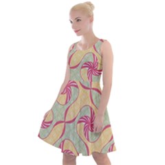 Abstract Pattern Design Scrapbooking Knee Length Skater Dress by Paksenen