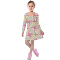 Abstract Pattern Design Scrapbooking Kids  Long Sleeve Velvet Dress by Paksenen