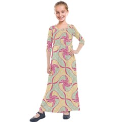 Abstract Pattern Design Scrapbooking Kids  Quarter Sleeve Maxi Dress by Paksenen