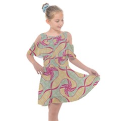 Abstract Pattern Design Scrapbooking Kids  Shoulder Cutout Chiffon Dress by Paksenen