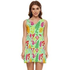Flower Flora Floral Nature Pattern Seamless Tiered Sleeveless Mini Dress