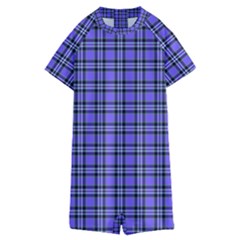 Blue Tartan Plaid 1 Kids  Boyleg Half Suit Swimwear by dressshop