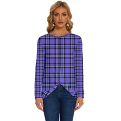 Blue Tartan Plaid 1 Long Sleeve Crew Neck Pullover Top by dressshop