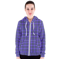 Blue Tartan Plaid 1 Women s Zipper Hoodie by dressshop