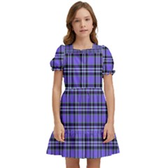 Blue Tartan Plaid 1 Kids  Puff Sleeved Dress by dressshop