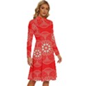 Crimson Current Long Sleeve Shirt Collar A-Line Dress View3