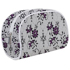Elegant Purple Floral Jacquard Mesh Lace Fabric Make Up Case (medium) by ArtfulThreads