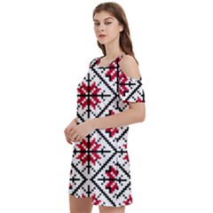 Ukrainian Folk Seamless Pattern Ornament Ethnic Ornament Border Element Traditional Art Women s Cold Shoulder Round Neck Mini Dress by Grandong