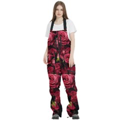 Floral Buds Of Roses Beautiful Flowers Women s Front Zip Ski And Snowboard Bib Pants by Grandong