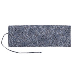 Blue Ornament Complex Mosaic Print Pattern Roll Up Canvas Pencil Holder (m) by dflcprintsclothing