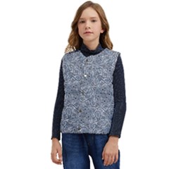 Blue Ornament Complex Mosaic Print Pattern Kid s Button Up Puffer Vest	 by dflcprintsclothing
