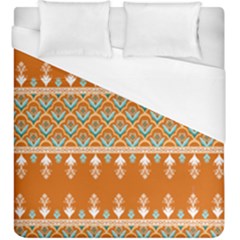 Winter Wonderland Seamless Pattern: Christmas Trees & Snowflakes On Dark Background Duvet Cover (king Size) by ArtfulThreads