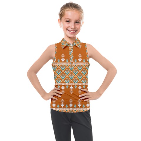 Winter Wonderland Seamless Pattern: Christmas Trees & Snowflakes On Dark Background Kids  Sleeveless Polo T-shirt by ArtfulThreads