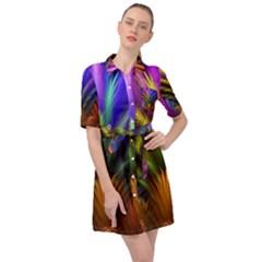 Abstract Colors - , Abstract Colors Belted Shirt Dress by kyorashop23
