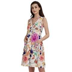 Abstract Floral Background Sleeveless Dress With Pocket by kyorashop23