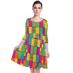 Abstract-background Quarter Sleeve Waist Band Dress by kyorashop23