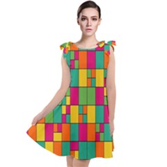 Abstract-background Tie Up Tunic Dress by kyorashop23