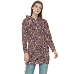 Human Spider Mutant Creatures Motif Random Pattern Women s Long Oversized Pullover Hoodie by dflcprintsclothing